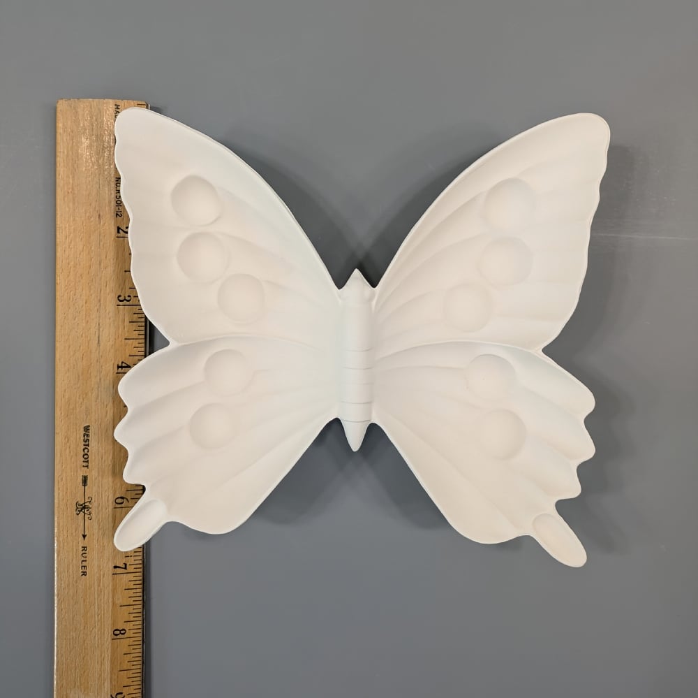 Image of Ceramic Bisque Butterfly Embossed Tray Ready to Paint