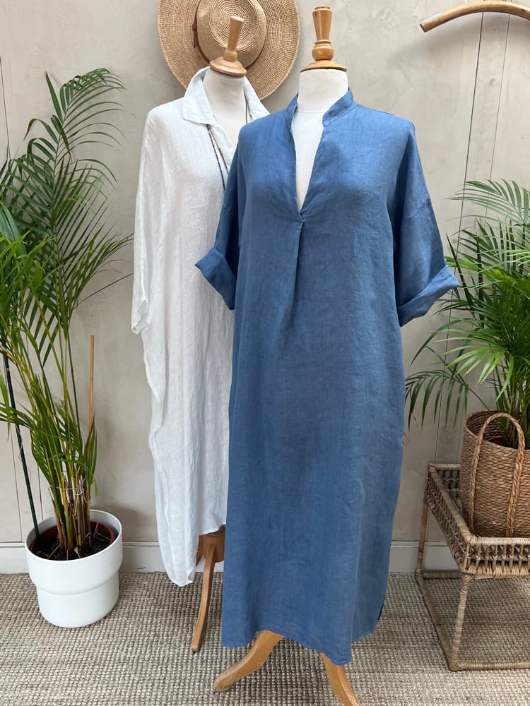 Image of Robe en lin Cybèle Bleu Orage