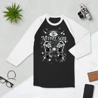 Image 2 of 3/4 sleeve raglan shirt autism soul "chains"