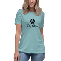 Image 1 of Women's Relaxed T-Shirt, Dog Mom T-Shirt | Paw Print Dog Lover Script Graphic Tee