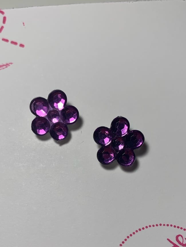 Purple crystal flowers earrings