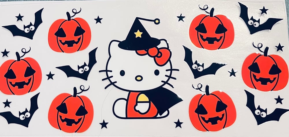 Image of 3 Scary kitty 16oz glass, with Lid & Glass straw