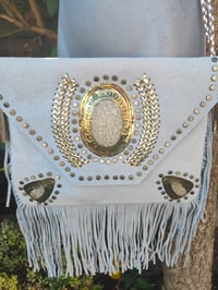 Image 1 of Yellowstone cross over body bag fringes / Moroccan stone CREAM