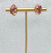 Image 2 of PINK & GOLD FLORAL STUDS