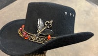 Image 2 of Black Top Hat Red Bead, Chain & Dragonfly  Band