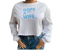 White long sleeve crop top (baby blue print) 