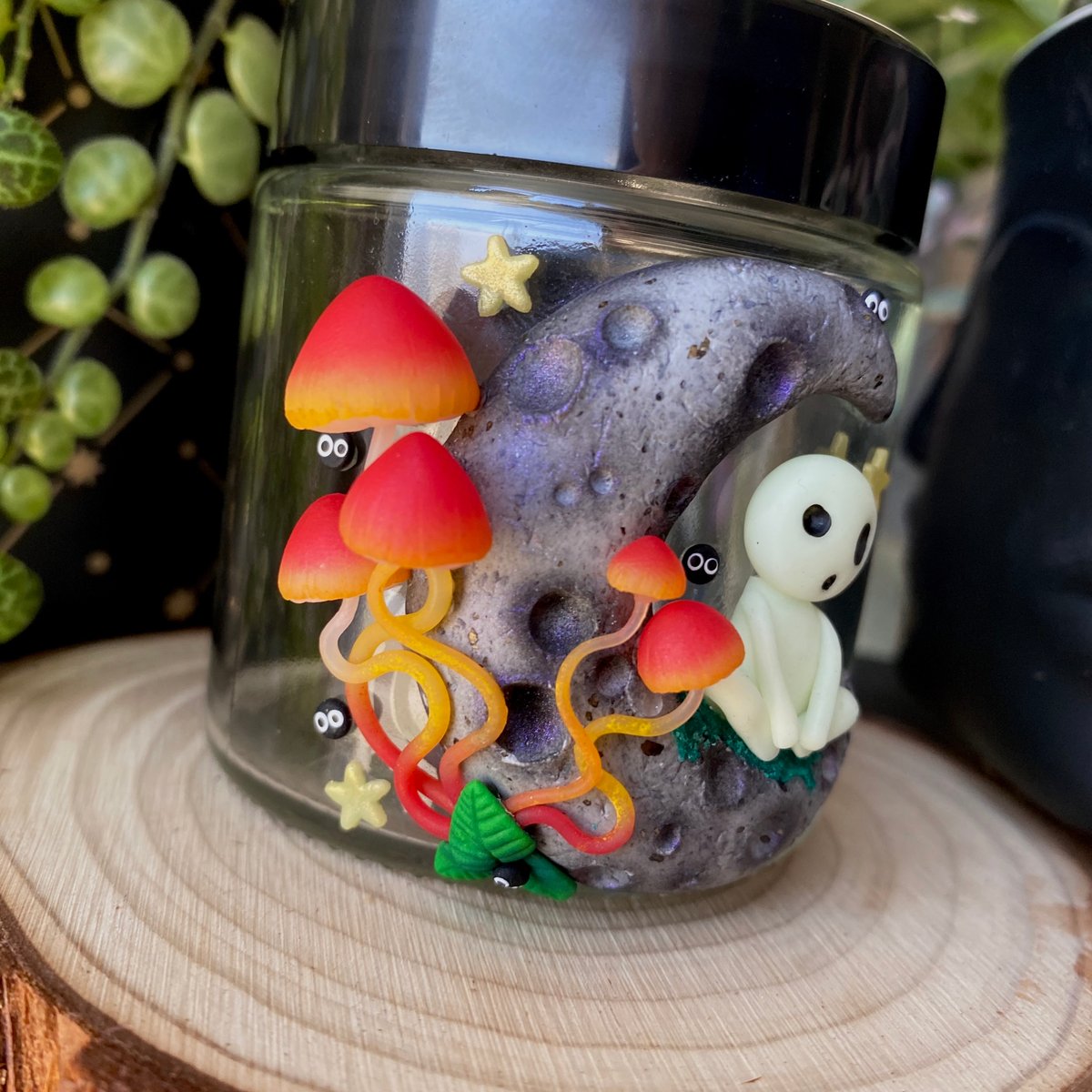 Glowing Kodama Mushroom Stash Jar