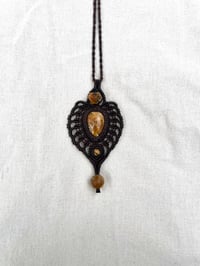 Image 2 of Macrame necklace with fossil coral