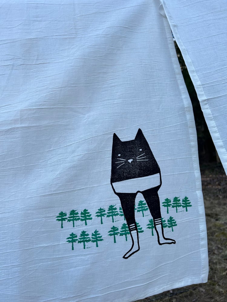 Greentrees Handprinted SET OF TWO 100% Cotton Floursack Towels