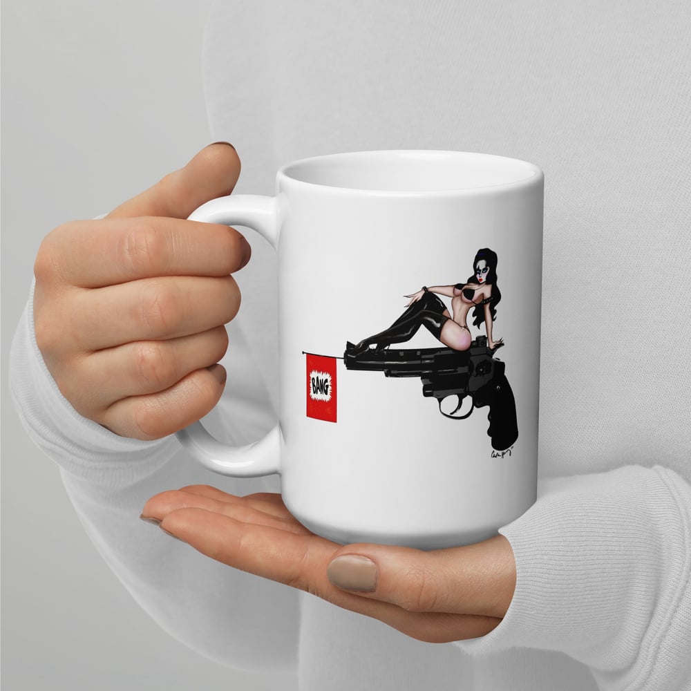Image of LOVE GUN White glossy 15 0z mug
