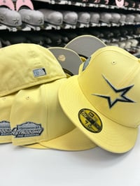 Image 3 of New Era 59Fifty Yeevo Soft Yellow/Black Mettalic/ Blue Grey