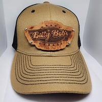 Image 1 of Synder snapback leather patch hat Tan & Black 