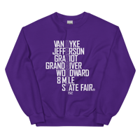 Image 3 of Detroit Roads East Streets Unisex Sweatshirt (Colors Available)