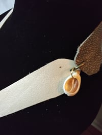 Image 3 of Leather necklace with chain & bone (mudcloth) pendant