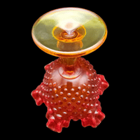 Image 4 of Fenton Hobnail Amberina Ruffled Edge Compote