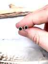 Handmade Black Hole Concave Sterling Silver Stud Earrings