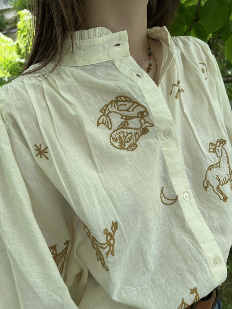 Image of Blouse Bohème "ZODIAQUE" Crème / Brodé T.U.