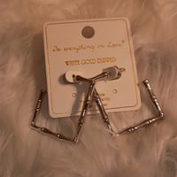 Image 1 of BAMBOO WHITE GOLD DIPPED EARRINGS
