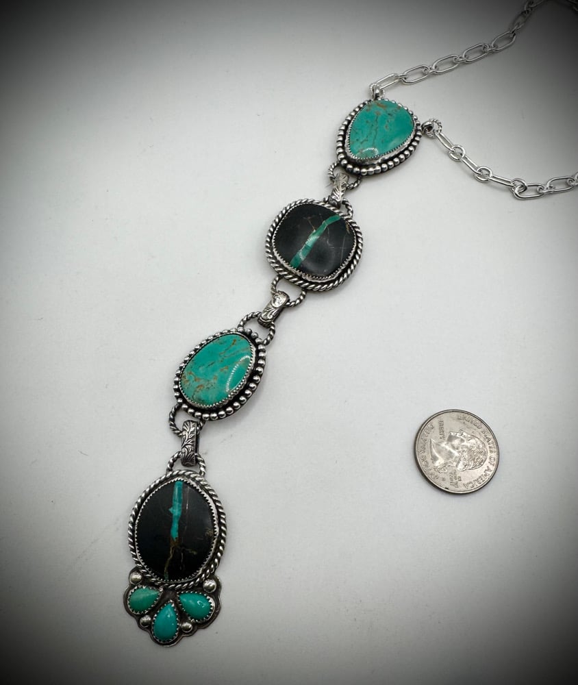Image of Blackjack & Royston Turquoise Lariat Necklace