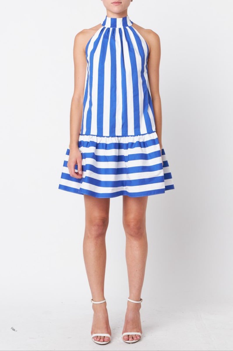 Image of Striped Halter Dress