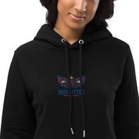 Image 2 of BOSSFITTED Black Neon Pink and Blue Embroidered Logo Hoodie Dress