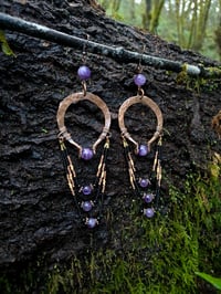 Image 1 of Amethyst hoops style 2