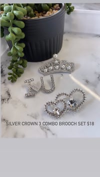 Silver Crown 3combo brooch set 
