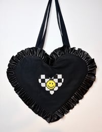 Image 3 of Checkmate Smile Heart Tote – 90s Crush Edition 🖤