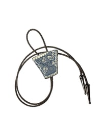 Image 1 of Blue Leaf Porcelain Bolo Tie