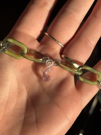 Image 2 of Green Opal + Moonstone Chain Bracelet with Charm