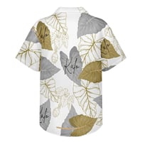 Image 4 of Men's Pique Kalo in White Print Collard Shirt