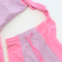 Image 2 of Women’s Lavender & Pink Colorblock Crop Jacket Two-Piece Active Track Set