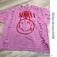 2X nirvana red/pink lace destroyed 