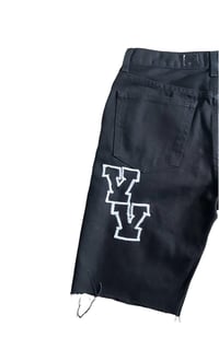 Image 5 of V.V.S. Patchwork Shorts (Black/Black Jean)