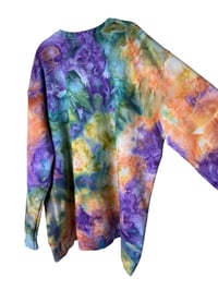 Image 8 of 3XL Unisex Ring Spun Cotton Blend Crew Sweatshirt in Autumn Rainbow Ice Dye