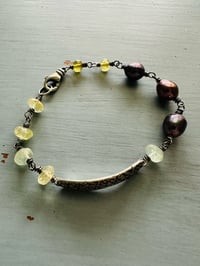 Image 10 of garnet and peacock pearl bracelet with beloved charm