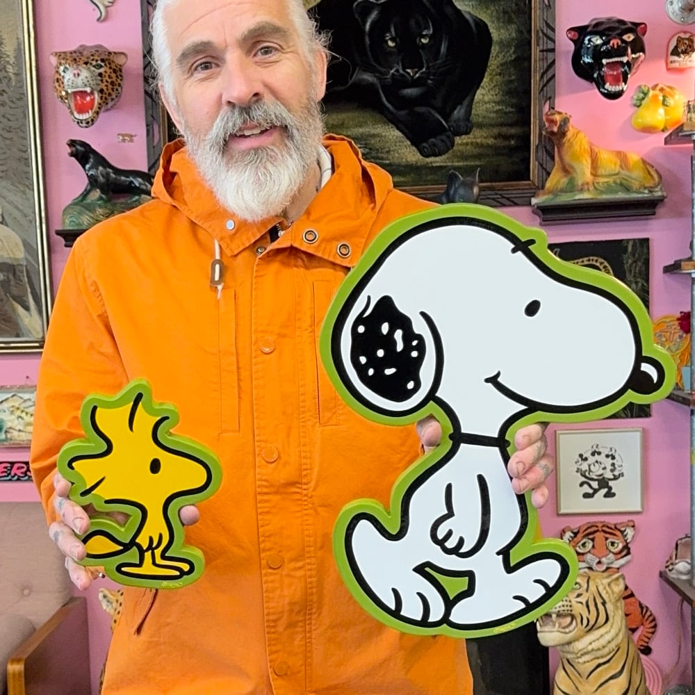 Snoopy & Woodstock pair of Wood cutouts | Hurfer Hand Painted