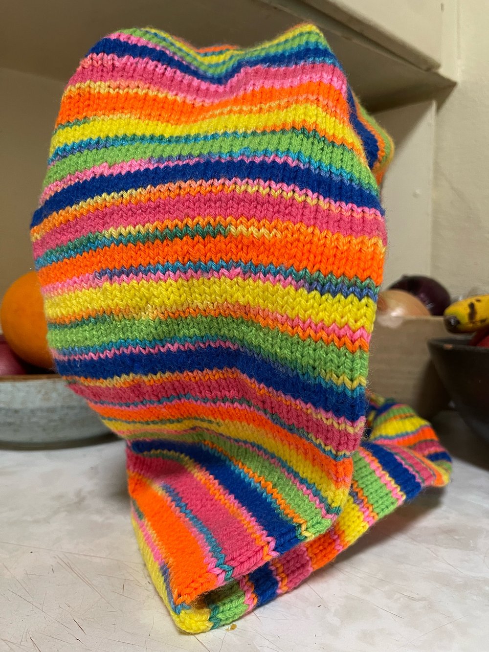  Hand Knit Neon Ski Hat 