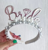 Image 1 of Silver And White Bride tiara crown headband hen do props 