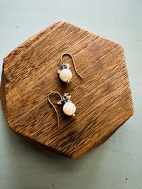 Image 1 of AAA cultured pearl earrings with champagne zircon fringe