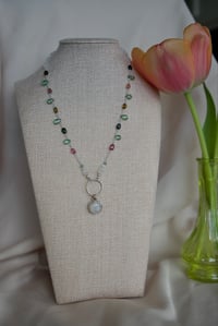 Image 1 of Moonstone & Tourmaline Halo Necklace
