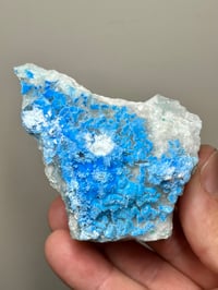 Image 16 of Rare Cyanotrichite On Green Fluorite Matrix Specimen | Guizhou China #2873