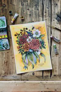 Image 1 of Burst of Blooms | Original 9x12 Watercolor Painting or Fine Art Prints
