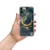 Image 6 of Blue and Gold Celestial Moons Design Clear Case for iPhone®