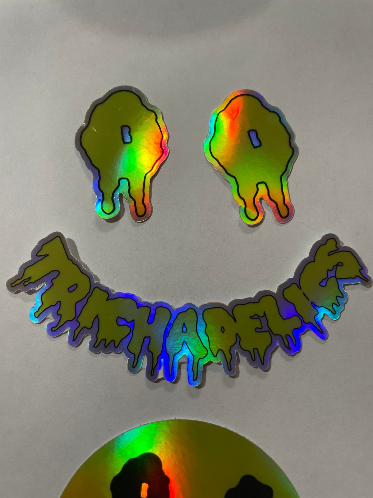 Image of holographic smiley stickers pack