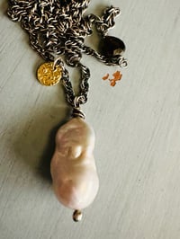 Image 19 of baroque pearl and 22k gold charm necklace by peaces of indigo