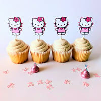 Image 1 of Hello Kitty Florecita Cupcake Toppers Sets de 12 y 24