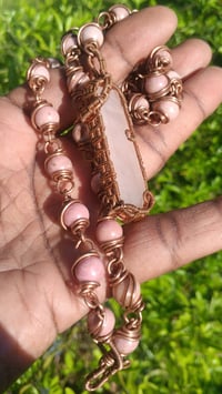 Image 3 of Rose Quartz w/ Rhodochrosite Aura Necklace 