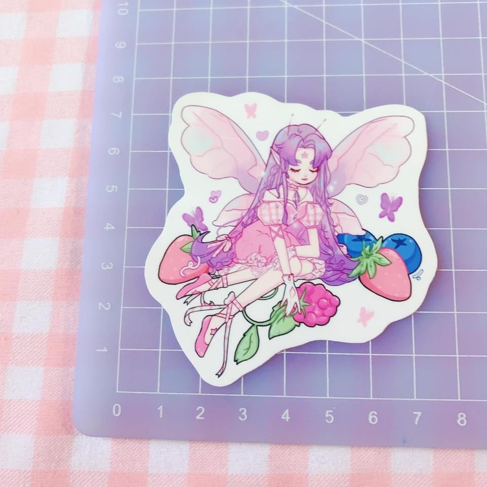 Image of Berry Fairy Vinyl Sticker Mystical Magical Pixie Cute Lovecore Cottagecore