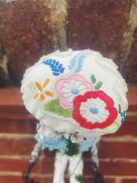 Image 3 of Sitting fungi character - handmade - vintage embroidery